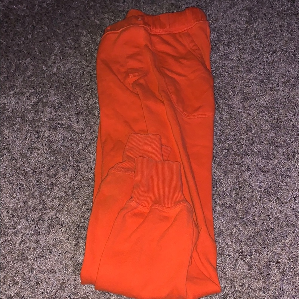 Orange sweats.